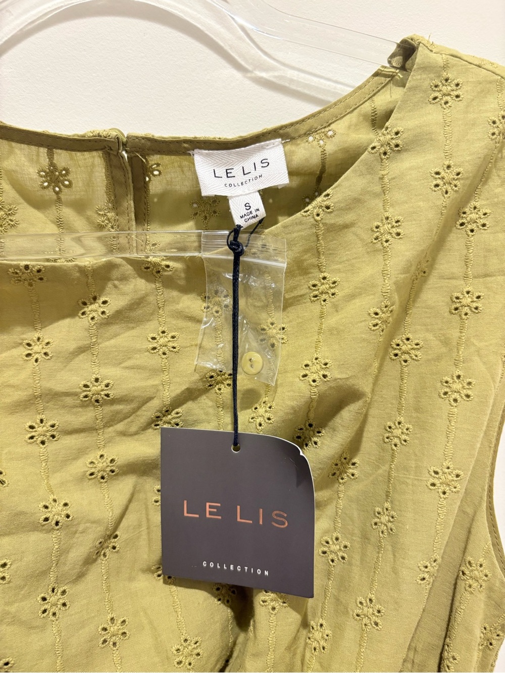 Le Lis Olive Eyelet Smocked Tiered Dress - Picture 2 of 3